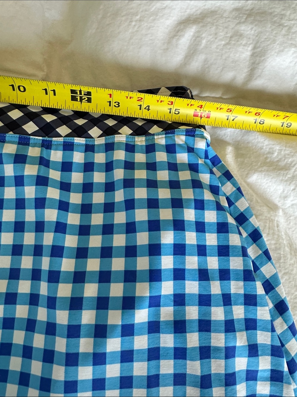 Lands' End Blue Gingham Skater Skirt with Black-and-White Waistband - Picture 7 of 9